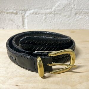 COACH Black Braided Leather Belt Gold Brass Buckle Style 5922 Men's Sz 34 EUC